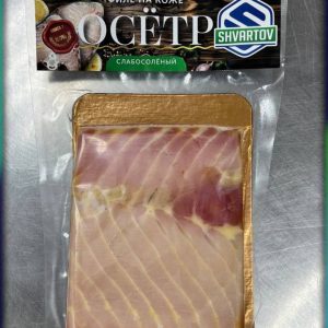 Осётр слабосолёный филе кусок на коже. В/У.