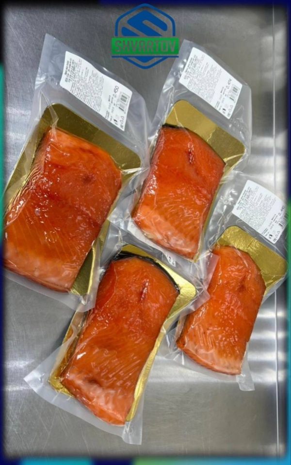 Лосось атлантический Сёмга вяленый провесной филе кусок на коже. В/У.