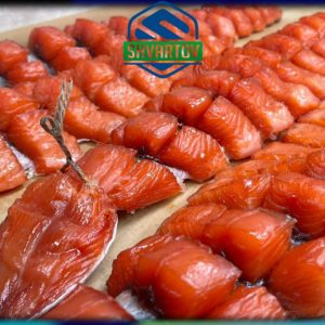 Лосось атлантический Сёмга вяленый провесной филе пласт на коже. ЮКОЛА.