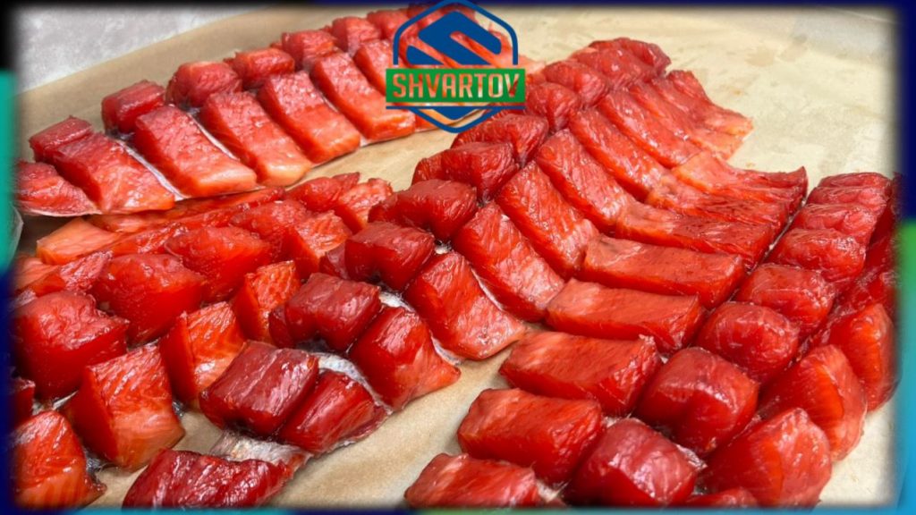 Форель радужная морская вяленая провесная филе пласт на коже. ЮКОЛА.