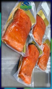 Лосось атлантический Сёмга вяленый провесной филе кусок на коже. В/У.