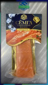 Лосось атлантический Сёмга слабосолёный филе кусок на коже +-250 гр. В/У.