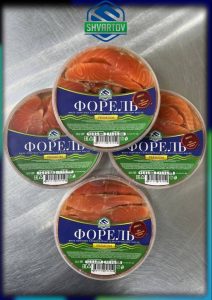 Пресервы из рыбы. Форель радужная морская филе ломтики слабосолёная в растительном масле, пл./б. 280 гр.