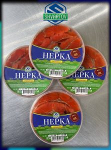 Пресервы из рыбы. Нерка филе ломтики слабосолёная в растительном масле, пл./б. 280 гр.