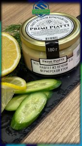 Паштет натуральный PRIMI PIATTI из печени фермерской утки, ст./б. 180 гр.