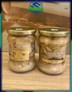 Печень трески атлантической куски в собственном соку. ст./б. 500 ml.